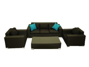 4pc Wicker Black Lounge Setting - Exhibition Furniture Hire Perth
